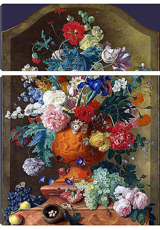 Модульная картина - Цветы в терракотовой вазе. Ян ван Хёйсум