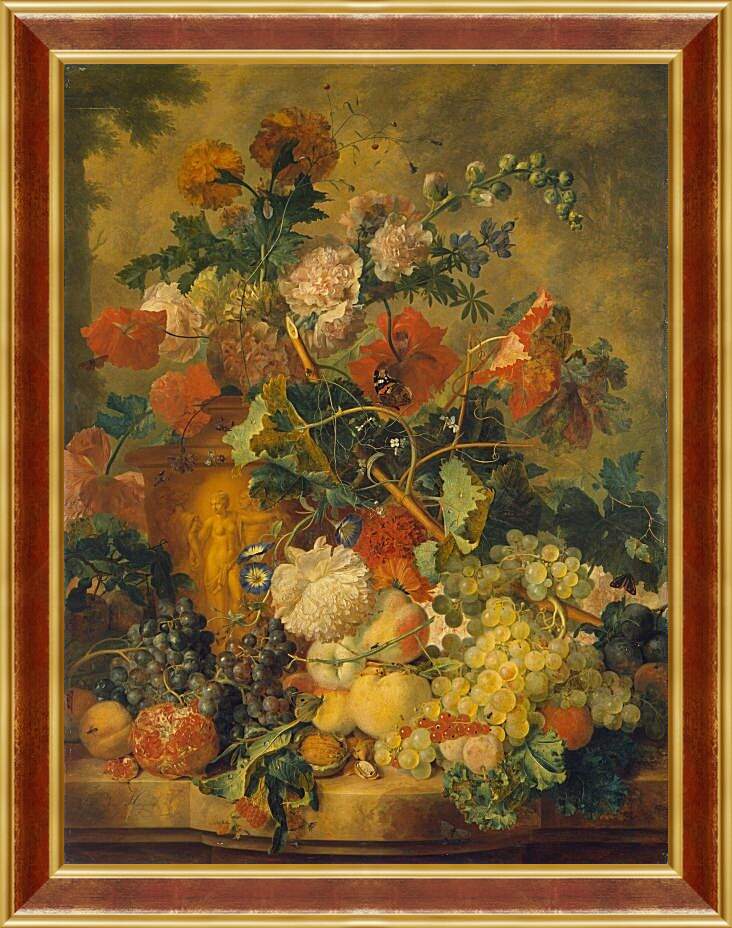 Картина в раме - Цветы и плоды. Ян ван Хёйсум
