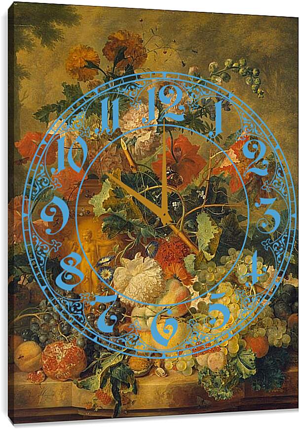 Часы картина - Цветы и плоды. Ян ван Хёйсум