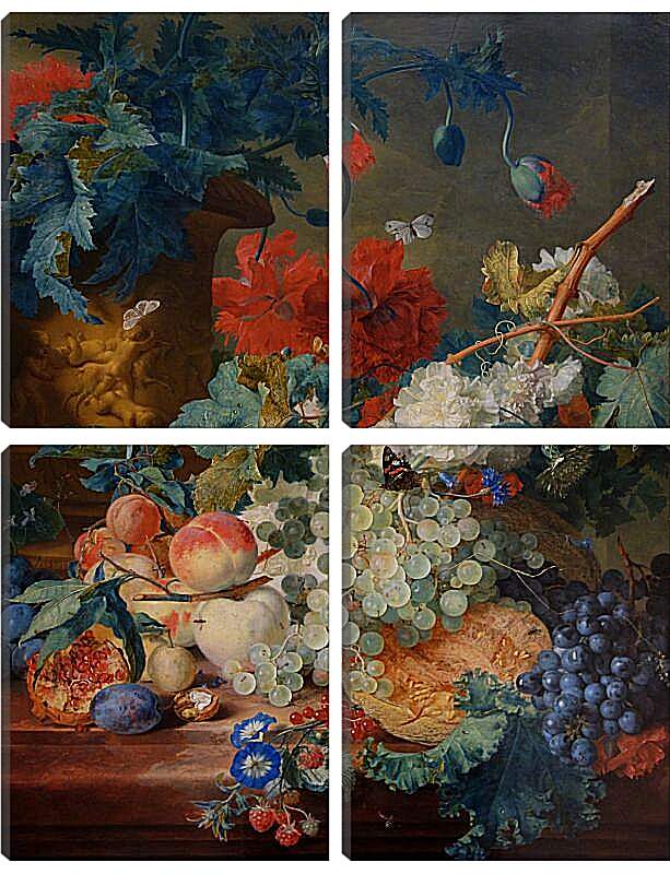 Модульная картина - Цветы и фрукты. Ян ван Хёйсум