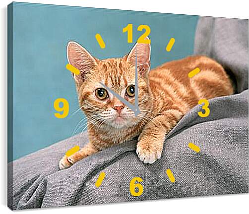 Часы картина - Рыжий котенок