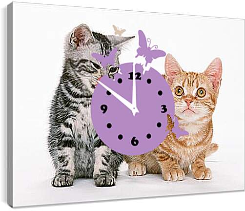 Часы картина - Котята друзья