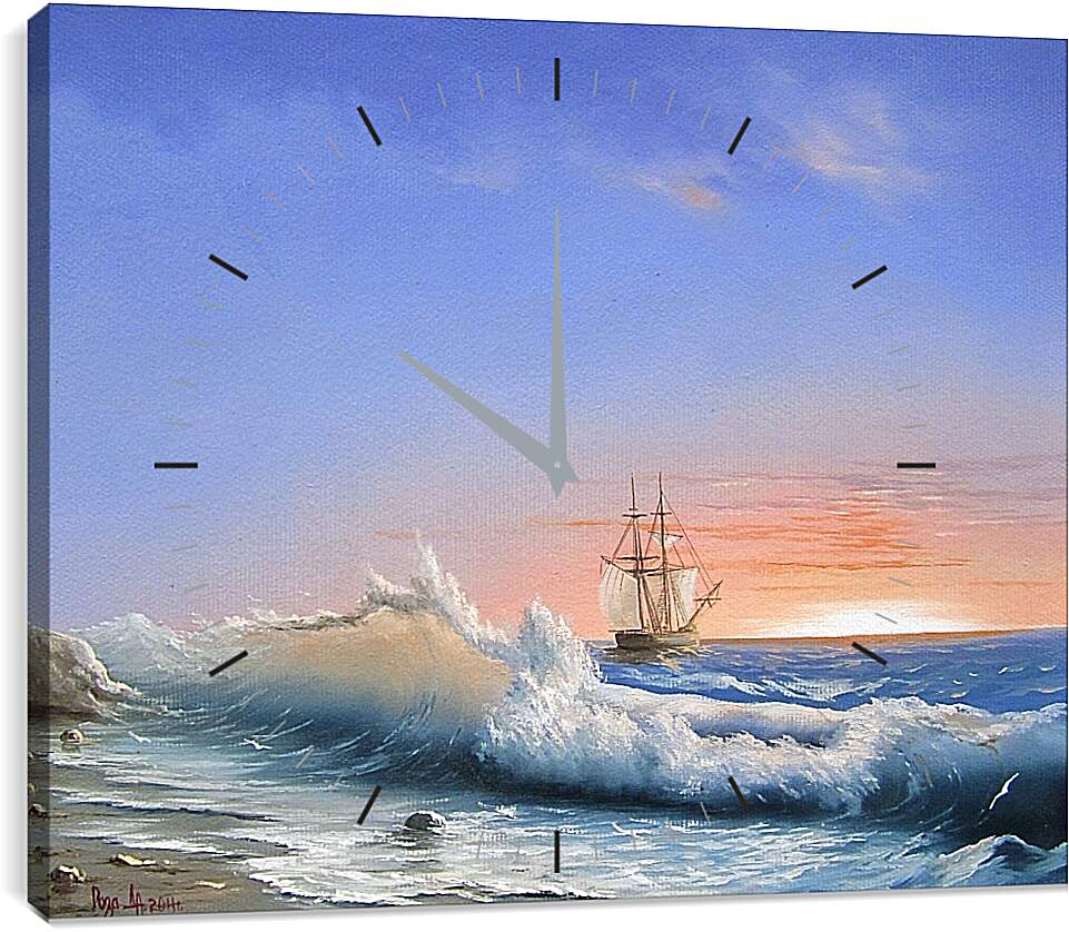 Часы картина - Закат на море
