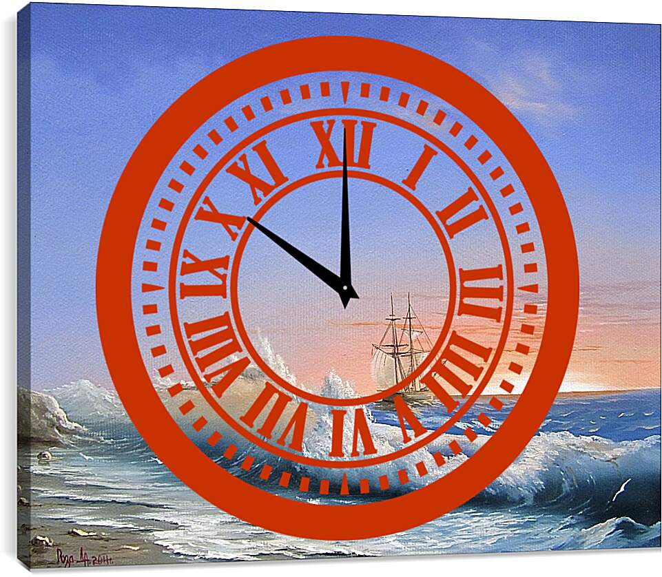 Часы картина - Закат на море