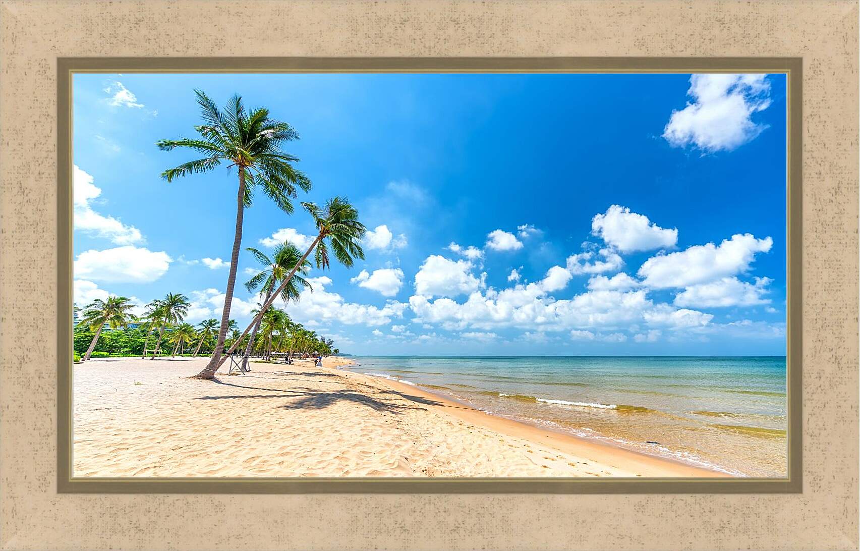 Картина в раме - Пальмы растущие на пляже