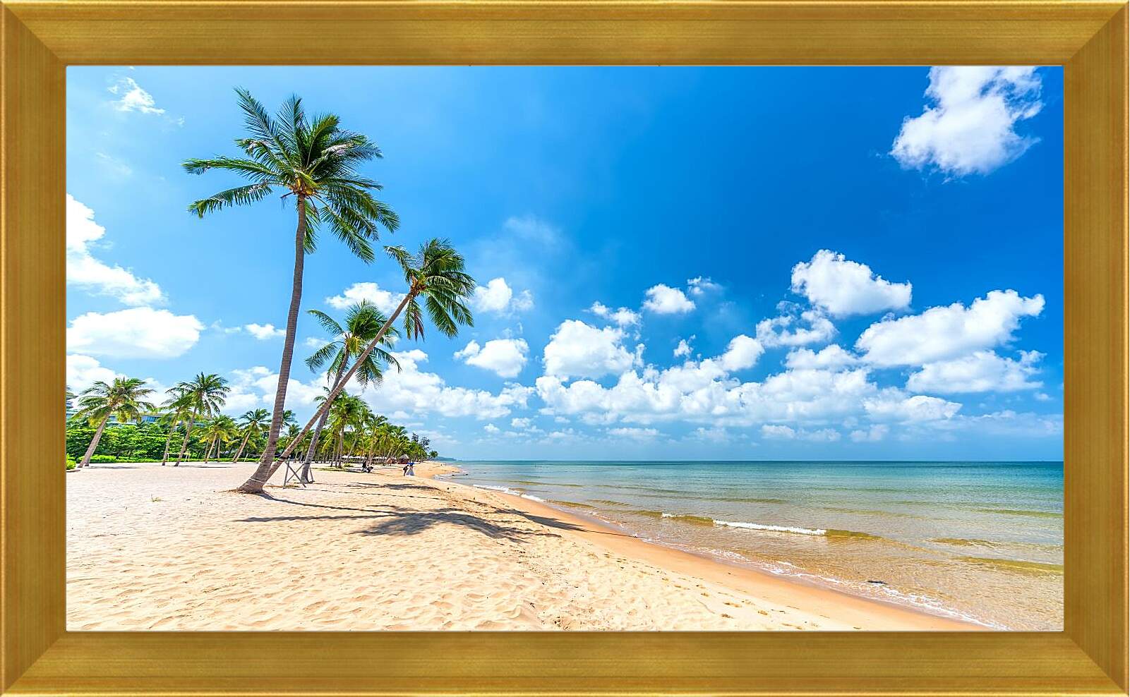 Картина в раме - Пальмы растущие на пляже
