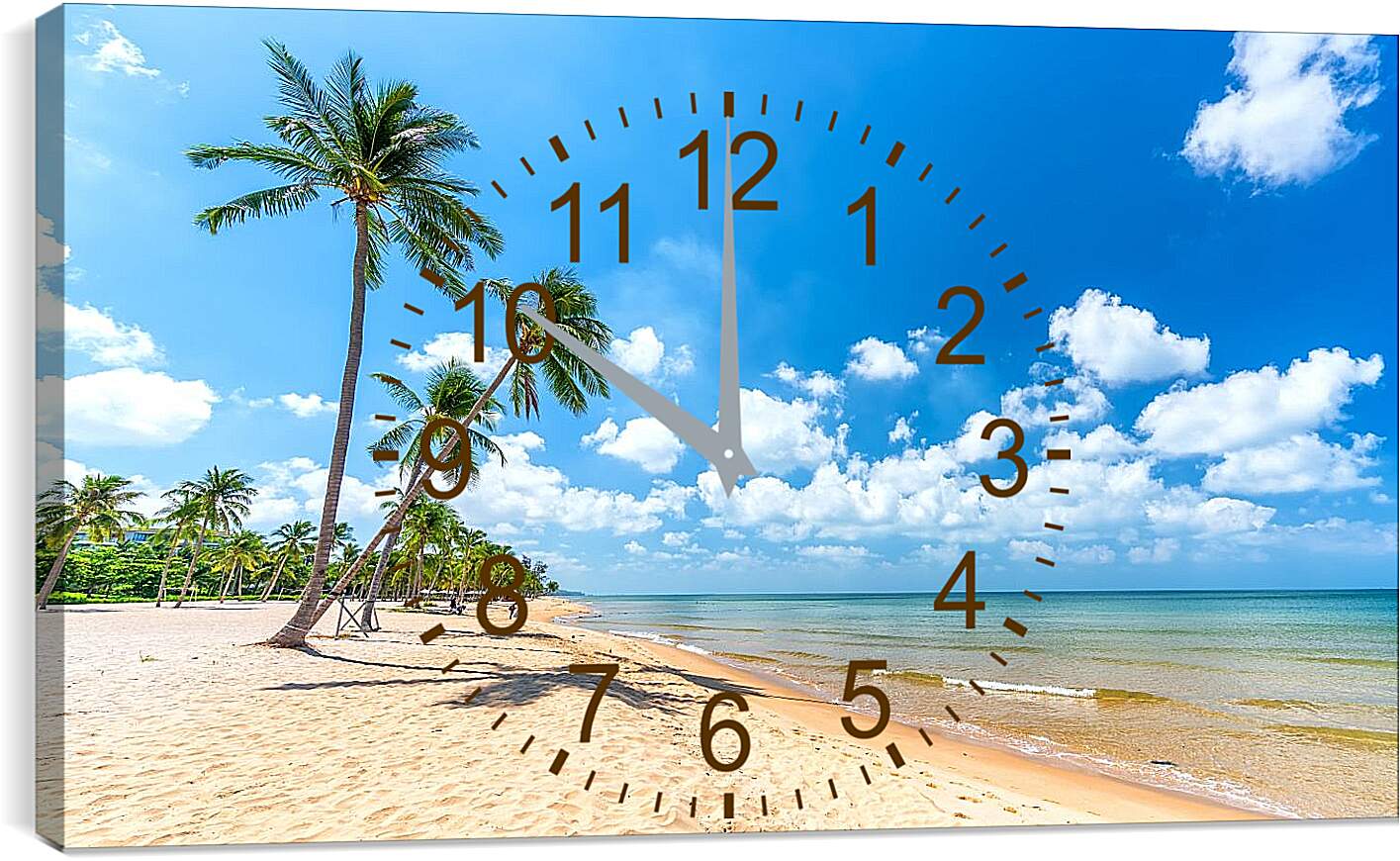 Часы картина - Пальмы растущие на пляже
