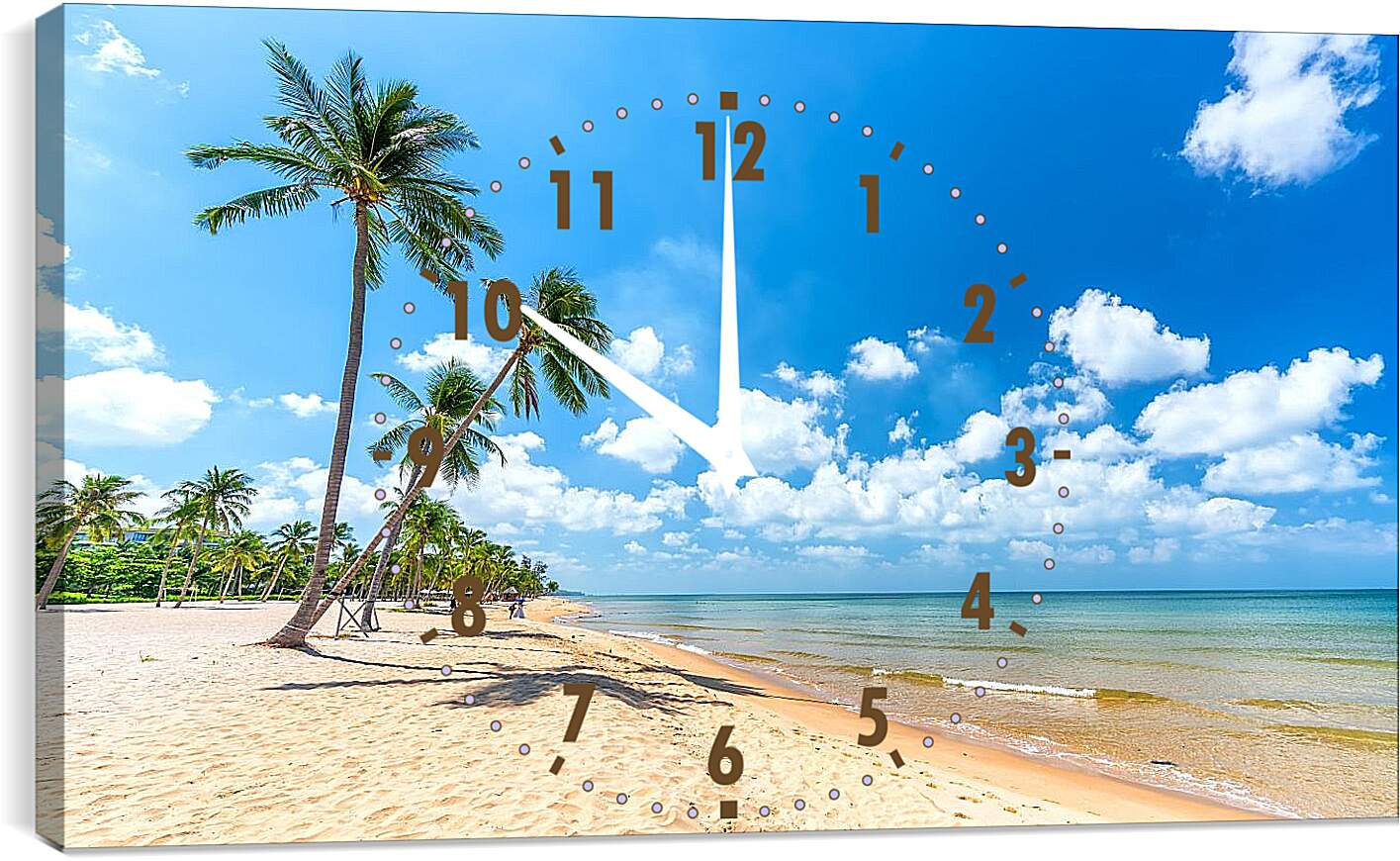 Часы картина - Пальмы растущие на пляже