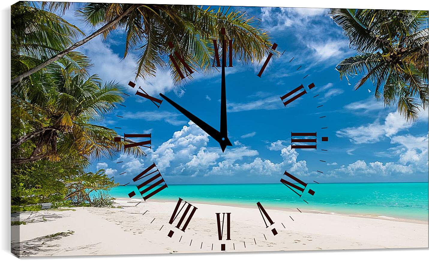 Часы картина - Белый песок и бирюзовая вода