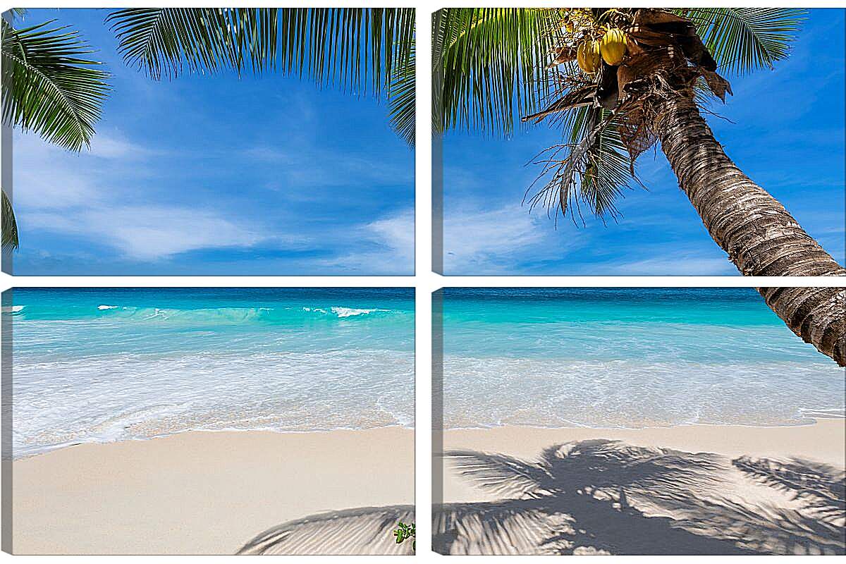 Модульная картина - Райский пляж под пальмами