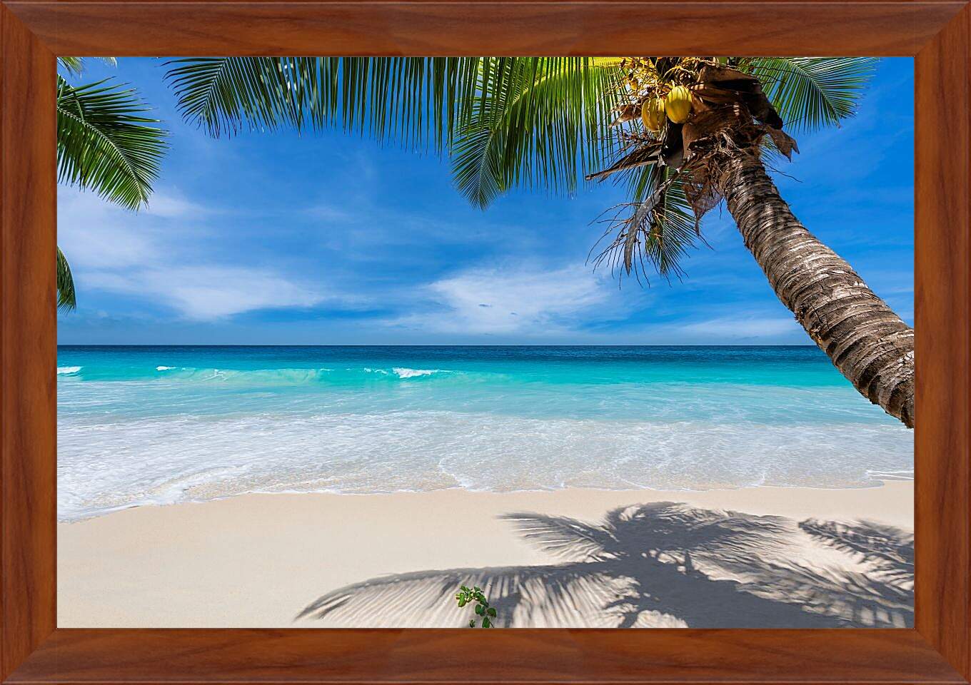 Картина в раме - Райский пляж под пальмами