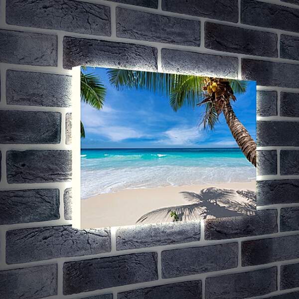 Лайтбокс световая панель - Райский пляж под пальмами