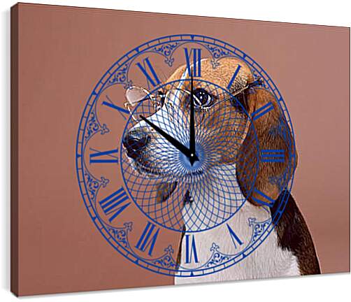Часы картина - Собака в очках