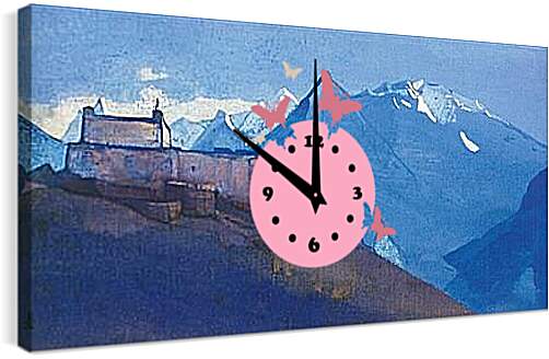 Часы картина - Монастырь в Сиссу. Рерих Николай