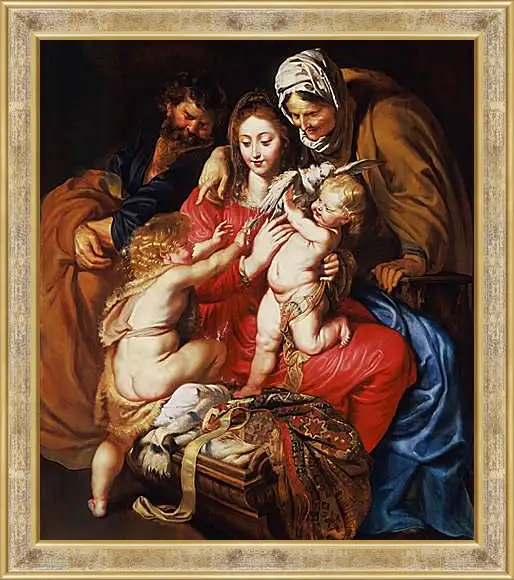 Картина в раме - The Holy Family with St. Питер Пауль Рубенс