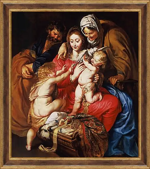 Картина в раме - The Holy Family with St. Питер Пауль Рубенс