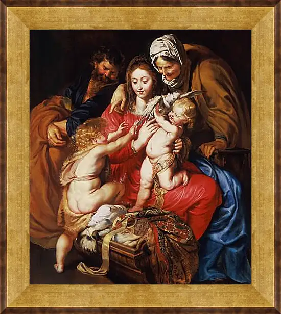 Картина в раме - The Holy Family with St. Питер Пауль Рубенс