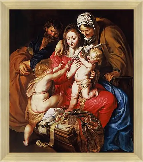 Картина в раме - The Holy Family with St. Питер Пауль Рубенс