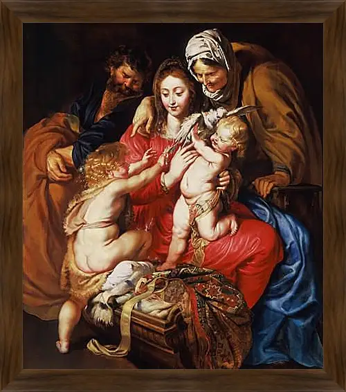 Картина в раме - The Holy Family with St. Питер Пауль Рубенс