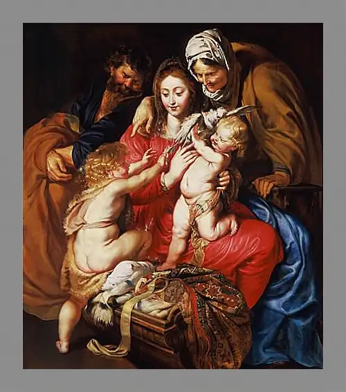 Картина в раме - The Holy Family with St. Питер Пауль Рубенс