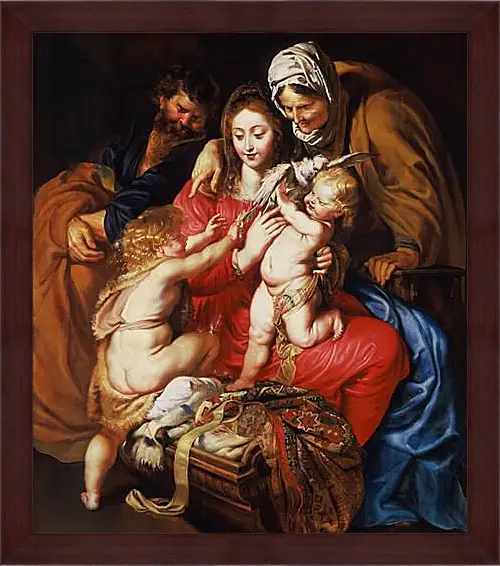 Картина в раме - The Holy Family with St. Питер Пауль Рубенс