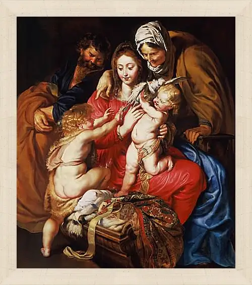 Картина в раме - The Holy Family with St. Питер Пауль Рубенс