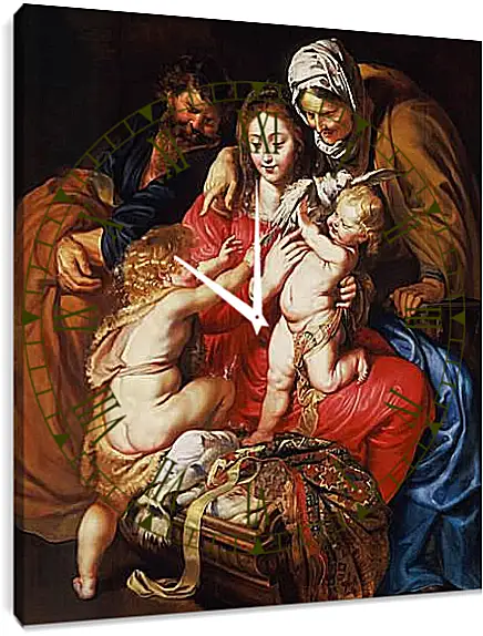 Часы картина - The Holy Family with St. Питер Пауль Рубенс