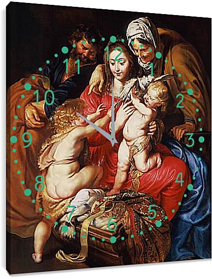 Часы картина - The Holy Family with St. Питер Пауль Рубенс