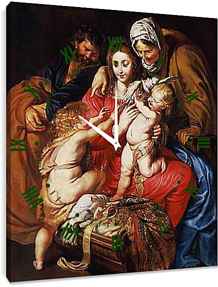 Часы картина - The Holy Family with St. Питер Пауль Рубенс