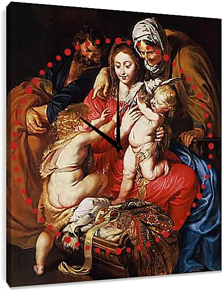 Часы картина - The Holy Family with St. Питер Пауль Рубенс