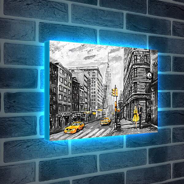 Лайтбокс световая панель - Двое в Нью-Йорке