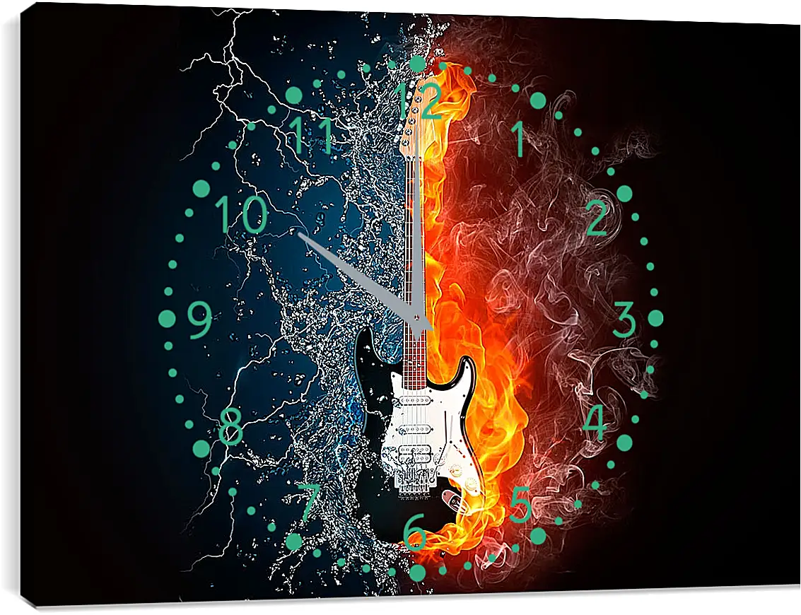 Часы картина - Гитара две стихии. Абстракция