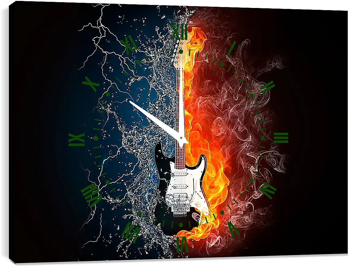 Часы картина - Гитара две стихии. Абстракция