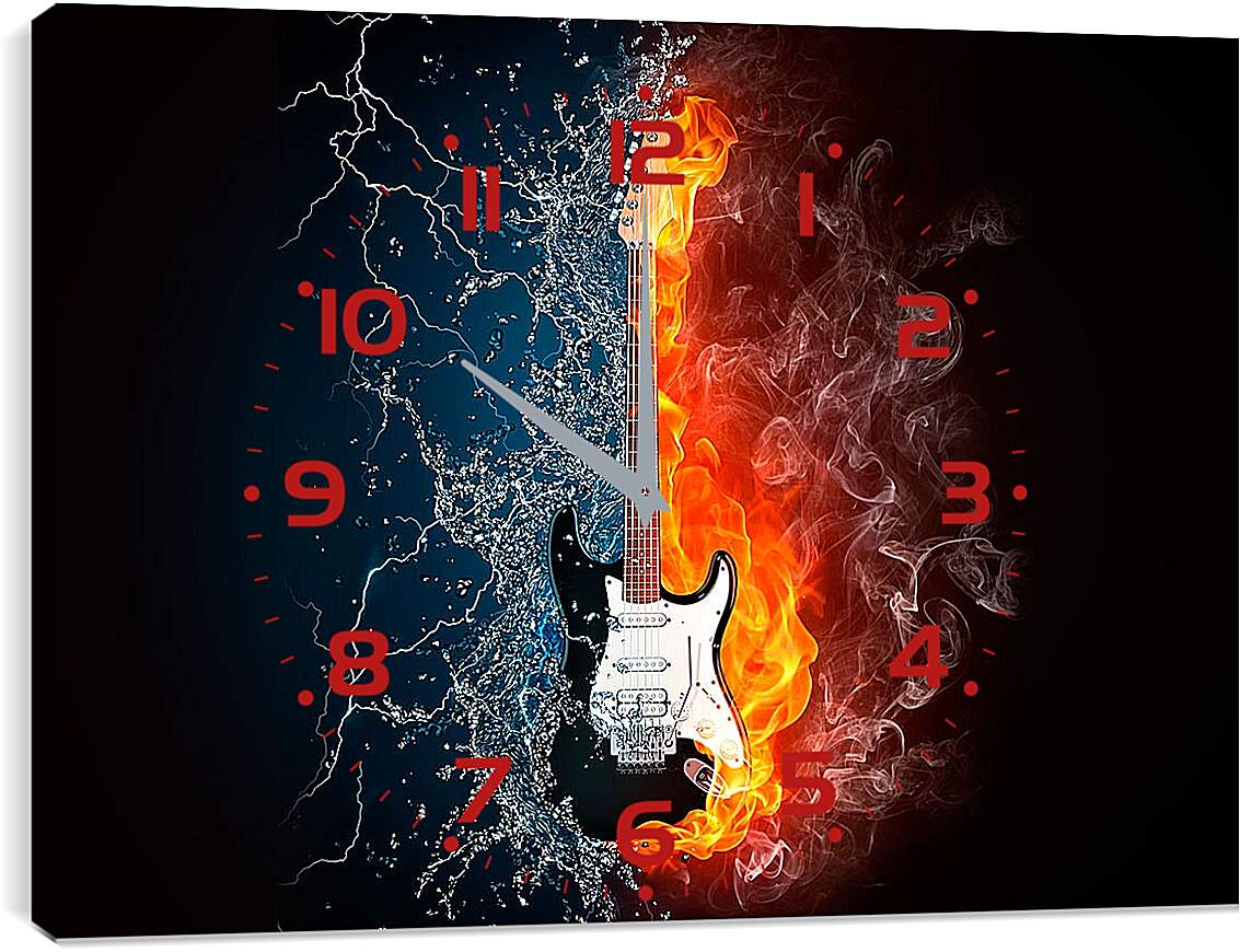 Часы картина - Гитара две стихии. Абстракция