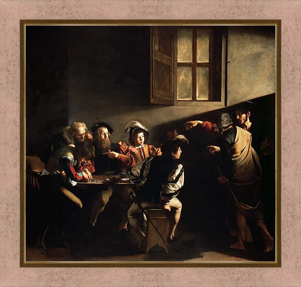 Картина в раме - Призвание cвятого Матфея. Микеланджело Караваджо