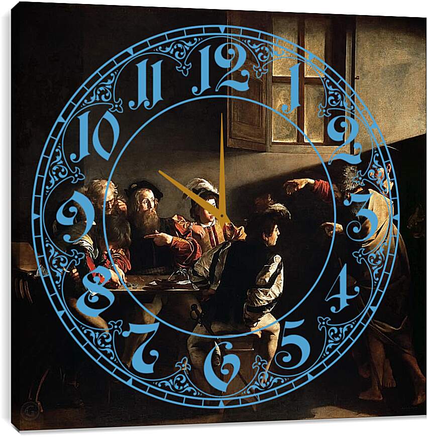 Часы картина - Призвание cвятого Матфея. Микеланджело Караваджо