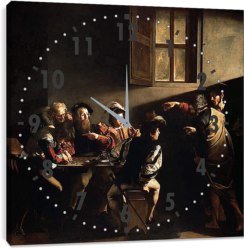 Часы картина - Призвание cвятого Матфея. Микеланджело Караваджо
