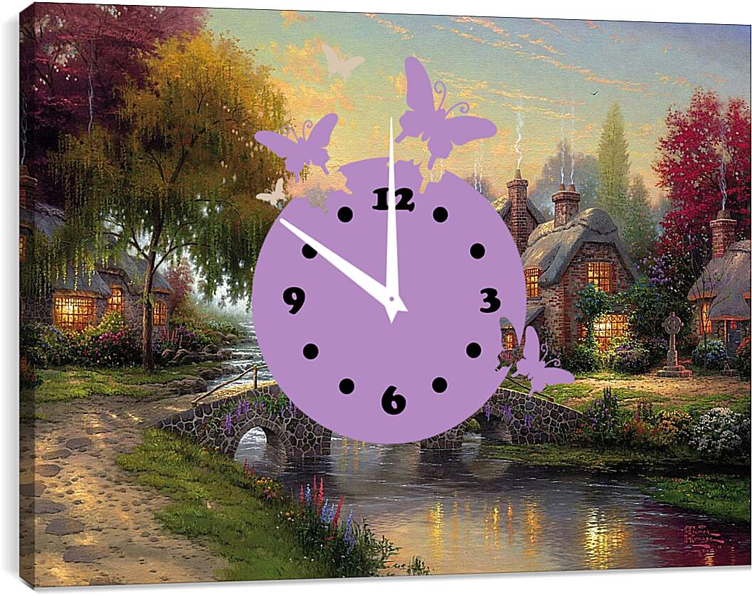 Часы картина - Деревня в викторианском стиле