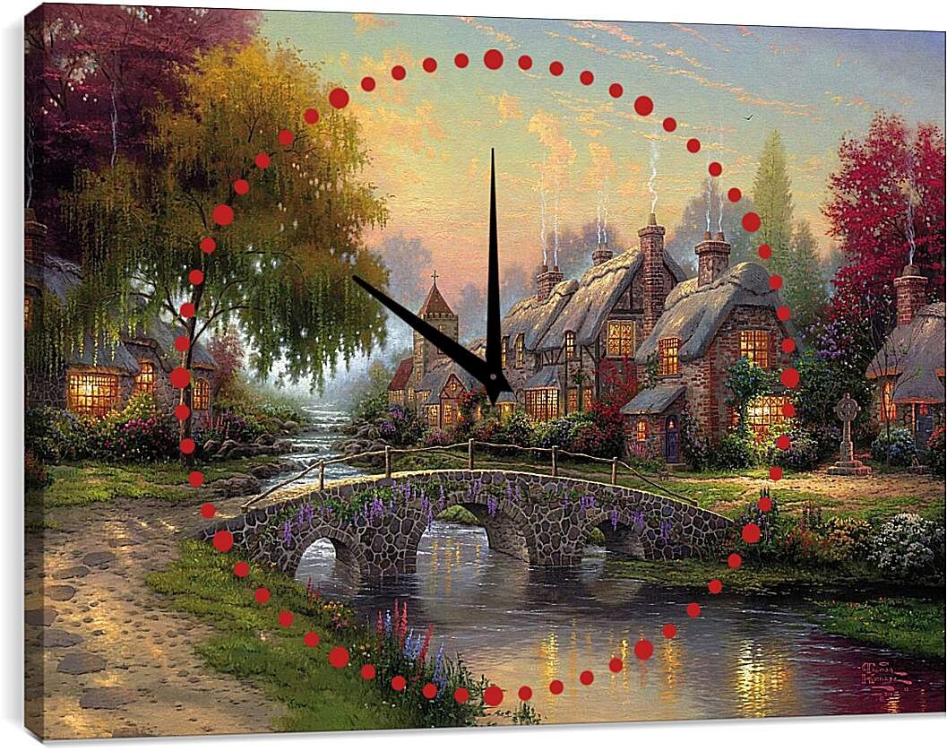 Часы картина - Деревня в викторианском стиле