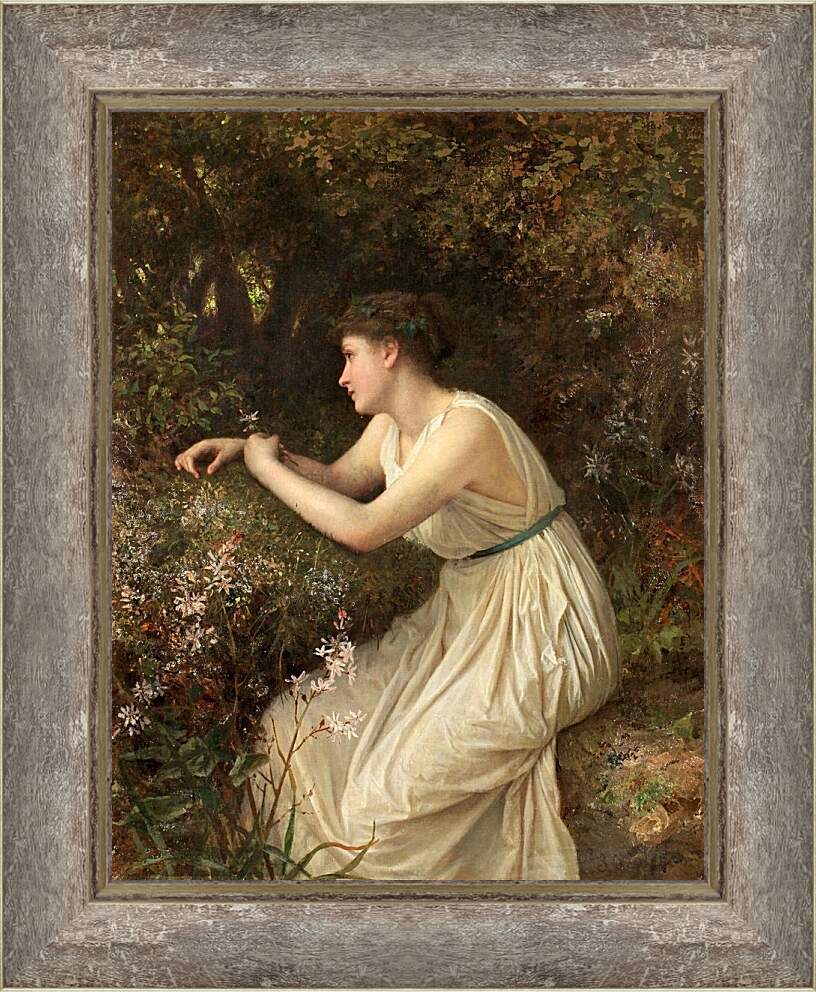 Картина в раме - Молодая женщина в лесу. Софи Жанжамбр Андерсон