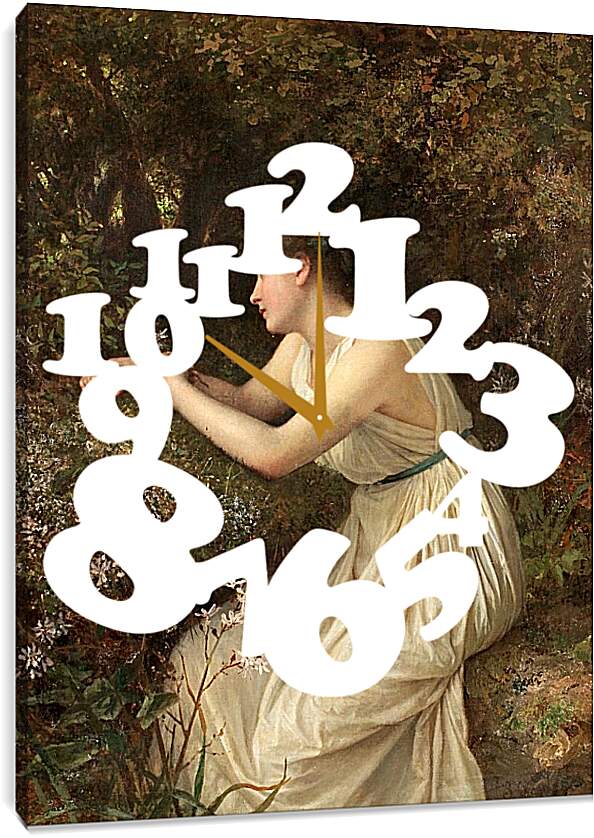 Часы картина - Молодая женщина в лесу. Софи Жанжамбр Андерсон