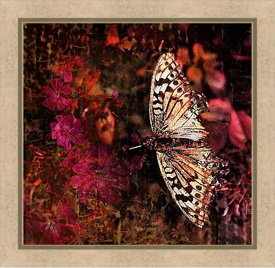 Картина в раме - Панно с бабочкой