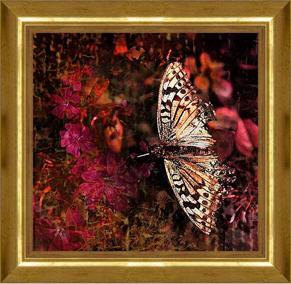 Картина в раме - Панно с бабочкой