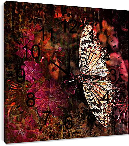 Часы картина - Панно с бабочкой