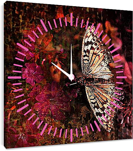 Часы картина - Панно с бабочкой