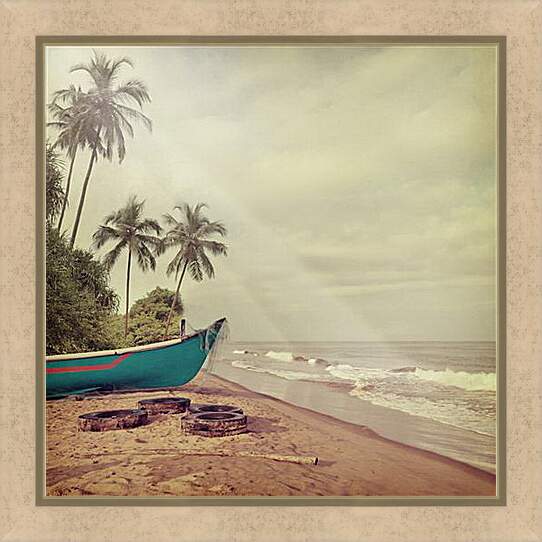 Картина в раме - Лодка на пляже