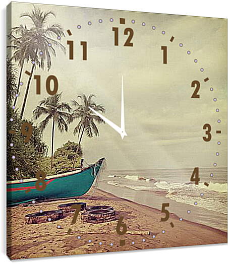 Часы картина - Лодка на пляже