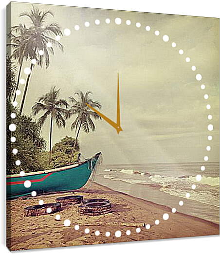 Часы картина - Лодка на пляже