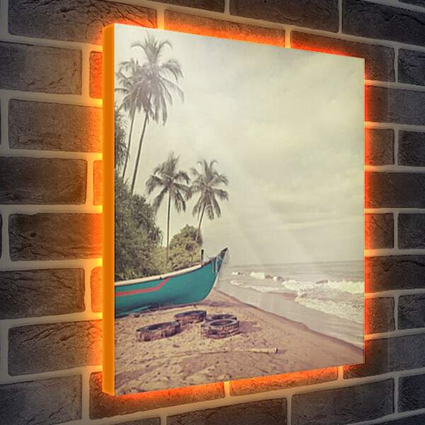 Лайтбокс световая панель - Лодка на пляже