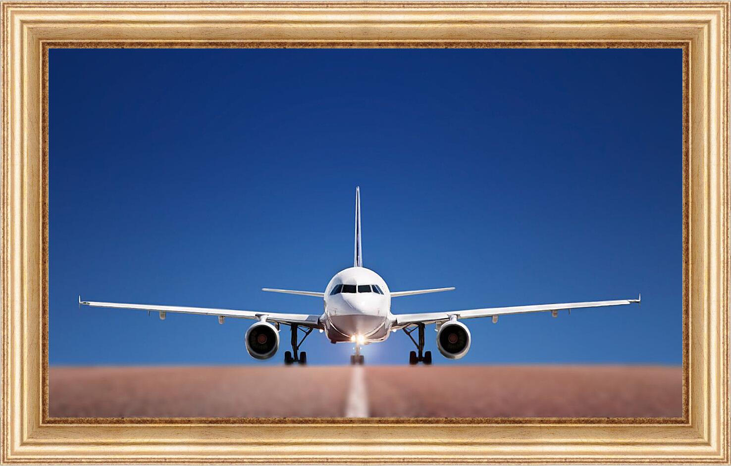 Картина в раме - Самолет на взлетной полосе